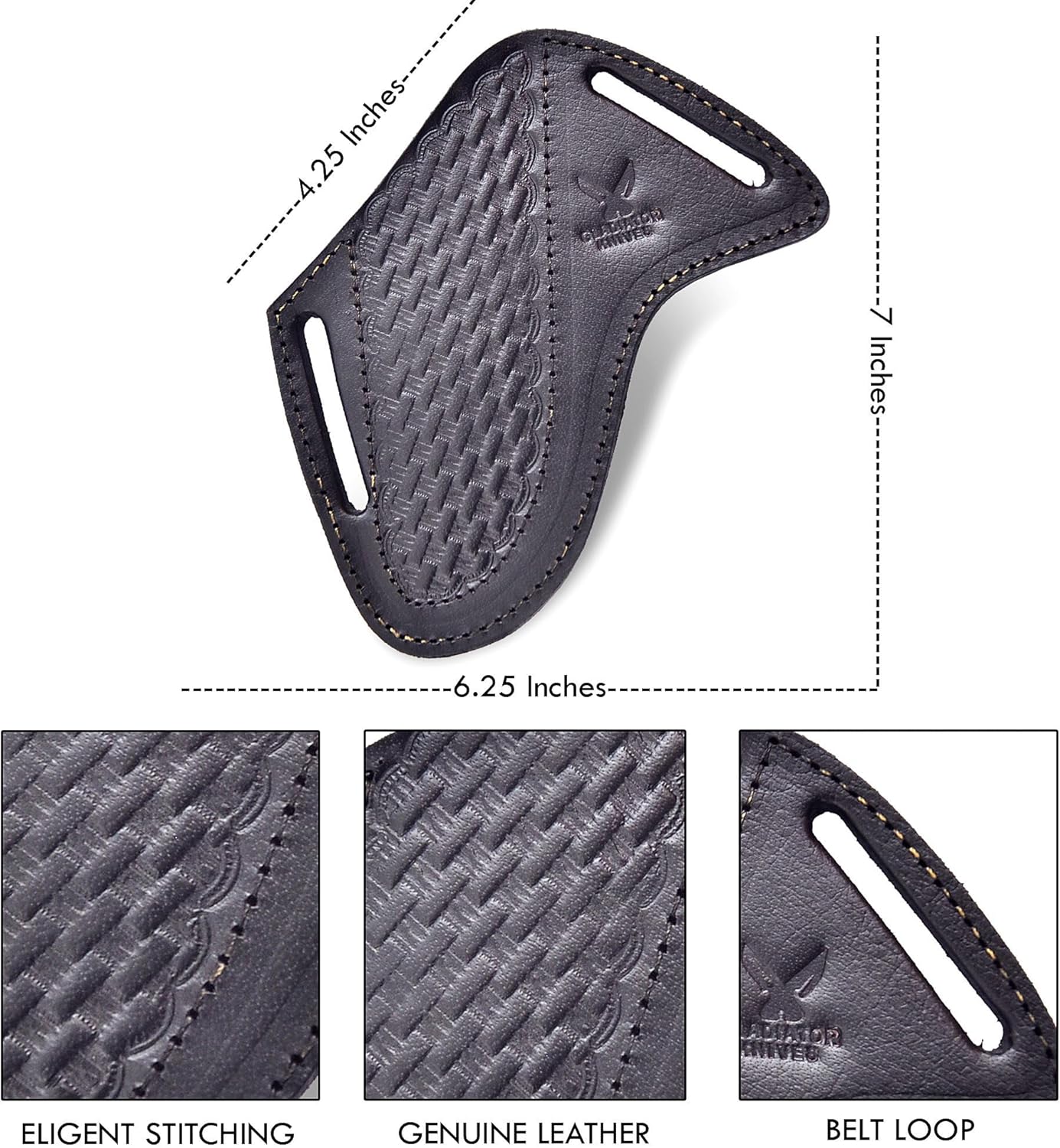 Professional Knife Edge Guards - Pancake Geniune Leather Sheath - Universal Blade Leather Covers - Extra Strength, Gift for Him (Black)