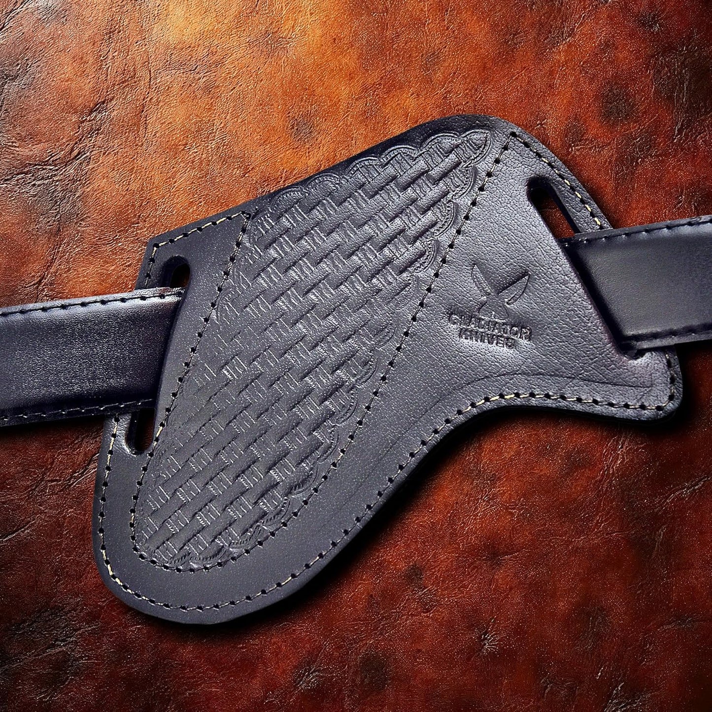 Professional Knife Edge Guards - Pancake Geniune Leather Sheath - Universal Blade Leather Covers - Extra Strength, Gift for Him (Black)