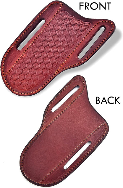 Professional Knife Edge Guards - Pancake Geniune Leather Sheath - Universal Blade Leather Covers - Extra Strength, Gift for Him (Black)