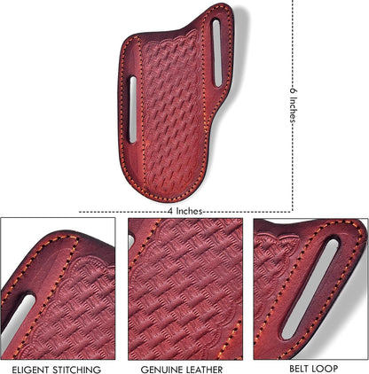 Professional Knife Edge Guards - Pancake Geniune Leather Sheath - Universal Blade Leather Covers - Extra Strength, Gift for Him (Black)