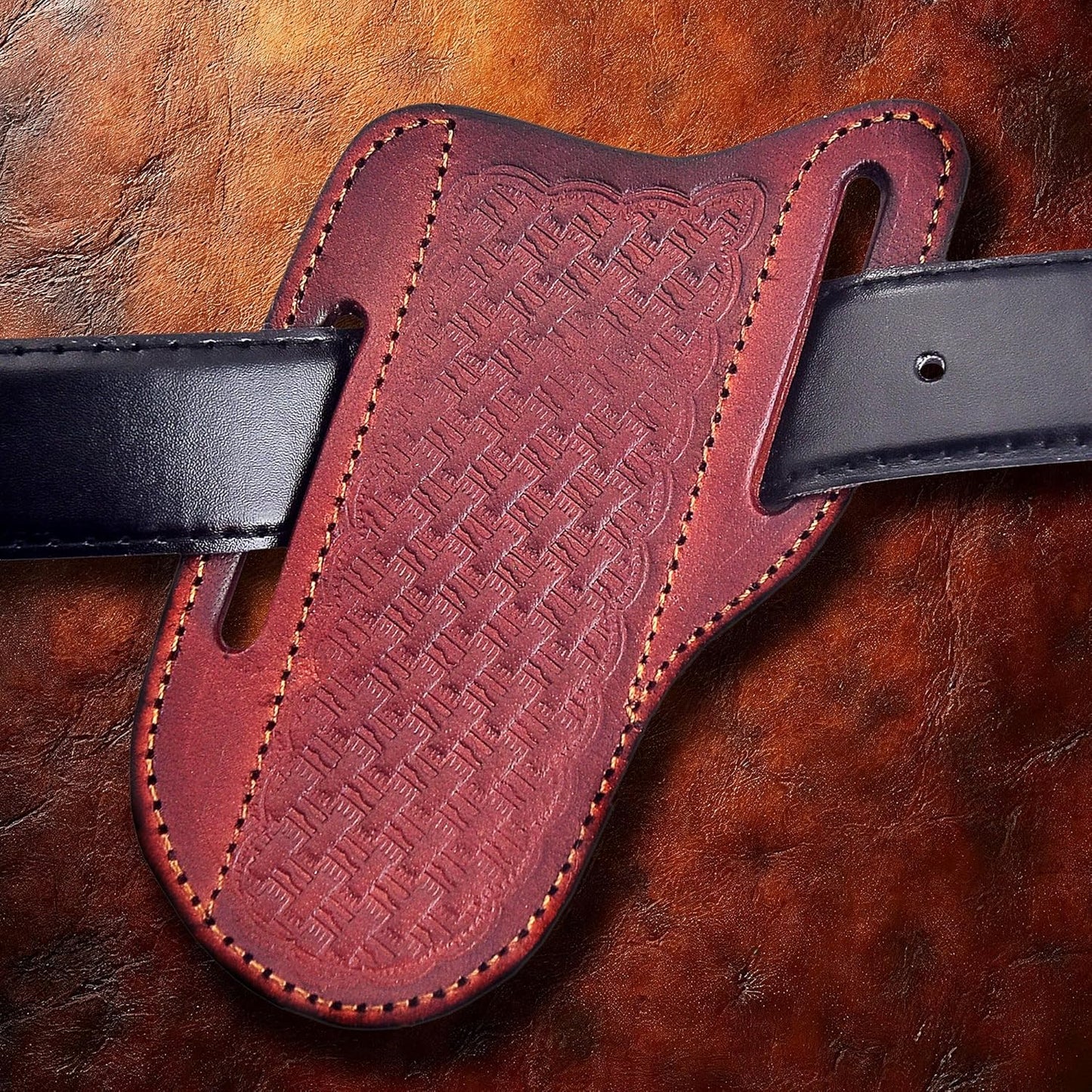 Professional Knife Edge Guards - Pancake Geniune Leather Sheath - Universal Blade Leather Covers - Extra Strength, Gift for Him (Black)