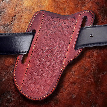 Professional Knife Edge Guards - Pancake Geniune Leather Sheath - Universal Blade Leather Covers - Extra Strength, Gift for Him (Black)