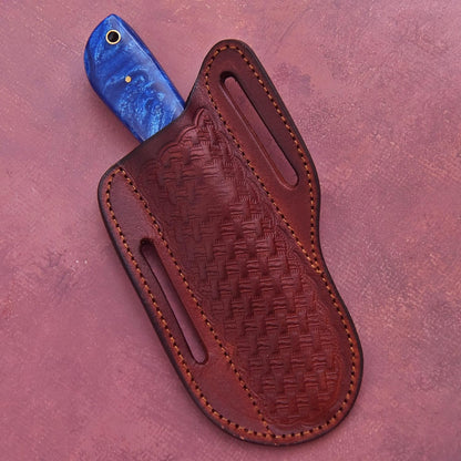 Professional Knife Edge Guards - Pancake Geniune Leather Sheath - Universal Blade Leather Covers - Extra Strength, Gift for Him (Black)