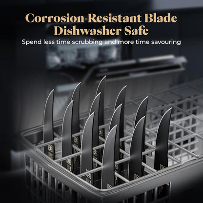 Steak Knives Set of 6, 4.7 Inch Dishwasher Safe Non-Serrated Table Knives, Ultra Sharp for Precise Cutting, Non-Stick Blade & Rust Proof, Easy to Maintain Ideal for Home Restaurant Party