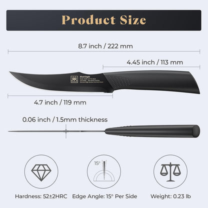 Steak Knives Set of 6, 4.7 Inch Dishwasher Safe Non-Serrated Table Knives, Ultra Sharp for Precise Cutting, Non-Stick Blade & Rust Proof, Easy to Maintain Ideal for Home Restaurant Party