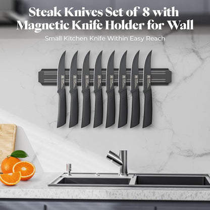 Steak Knives Set of 6, 4.7 Inch Dishwasher Safe Non-Serrated Table Knives, Ultra Sharp for Precise Cutting, Non-Stick Blade & Rust Proof, Easy to Maintain Ideal for Home Restaurant Party