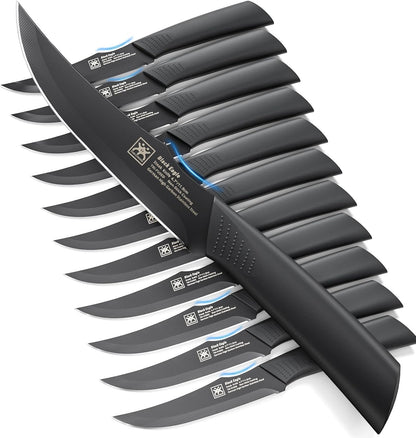 Steak Knives Set of 6, 4.7 Inch Dishwasher Safe Non-Serrated Table Knives, Ultra Sharp for Precise Cutting, Non-Stick Blade & Rust Proof, Easy to Maintain Ideal for Home Restaurant Party