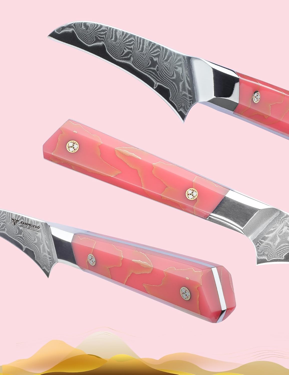 Kitchen Nakiri Knife 7 Inch, Professional Kitchen Chef Knife, Ultra Sharp Damascus Powder Steel with Full-tang Resin Handle, SHENG Series