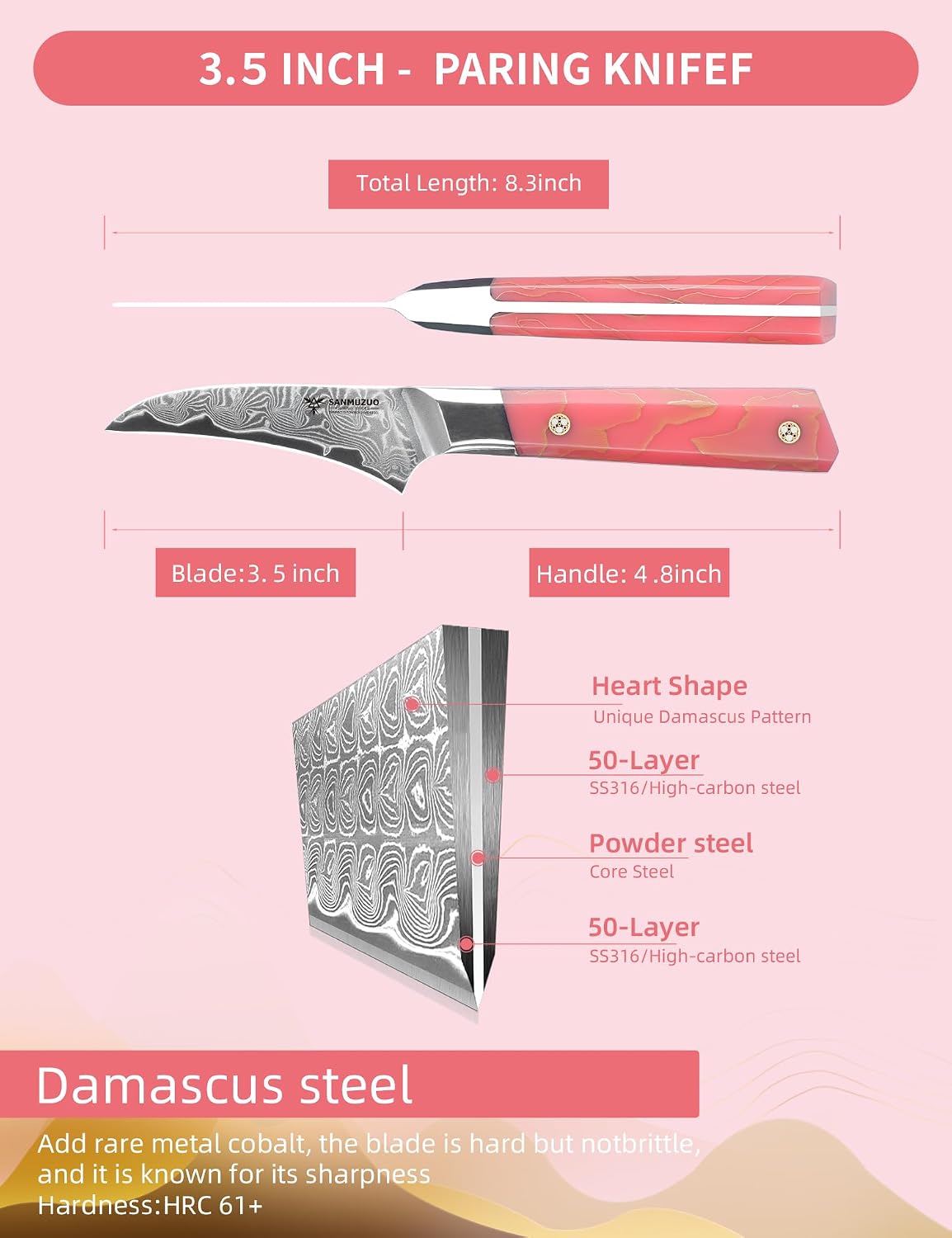 Kitchen Nakiri Knife 7 Inch, Professional Kitchen Chef Knife, Ultra Sharp Damascus Powder Steel with Full-tang Resin Handle, SHENG Series