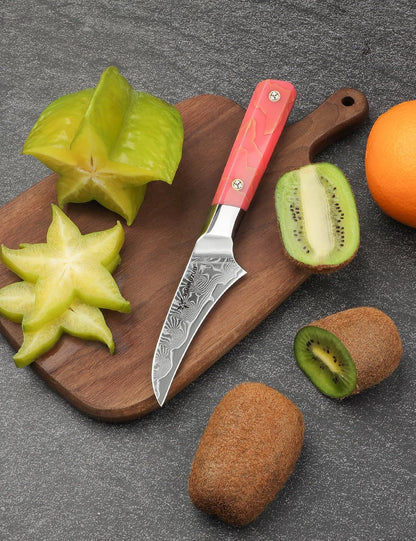 Kitchen Nakiri Knife 7 Inch, Professional Kitchen Chef Knife, Ultra Sharp Damascus Powder Steel with Full-tang Resin Handle, SHENG Series