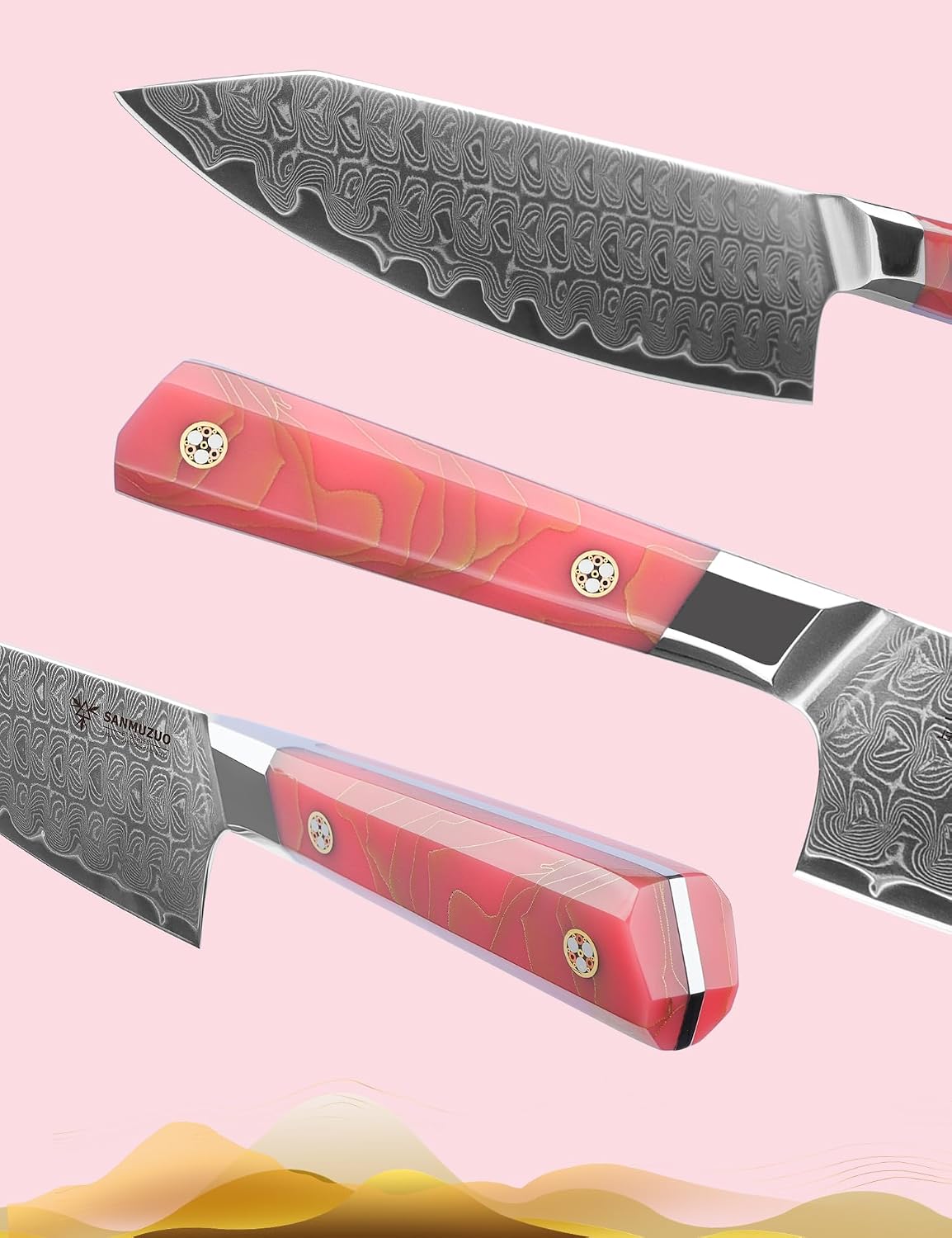 Kitchen Nakiri Knife 7 Inch, Professional Kitchen Chef Knife, Ultra Sharp Damascus Powder Steel with Full-tang Resin Handle, SHENG Series