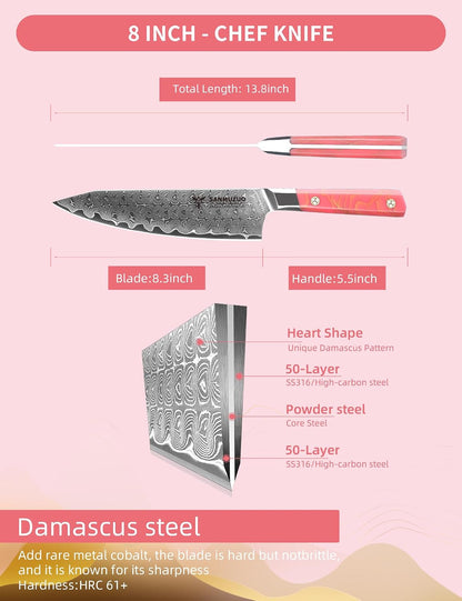 Kitchen Nakiri Knife 7 Inch, Professional Kitchen Chef Knife, Ultra Sharp Damascus Powder Steel with Full-tang Resin Handle, SHENG Series