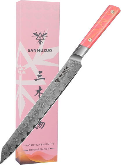 Kitchen Nakiri Knife 7 Inch, Professional Kitchen Chef Knife, Ultra Sharp Damascus Powder Steel with Full-tang Resin Handle, SHENG Series