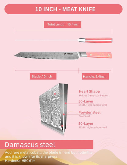 Kitchen Nakiri Knife 7 Inch, Professional Kitchen Chef Knife, Ultra Sharp Damascus Powder Steel with Full-tang Resin Handle, SHENG Series
