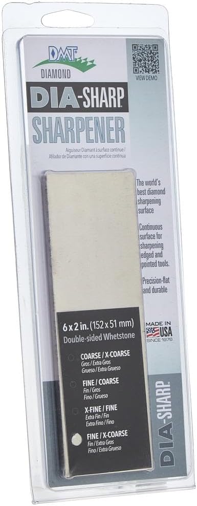Diamond Machining Technology (DMT) D6EF Dia-Sharp 2-Sided Diamond Sharpening Stone Bench Plane, Fine/Coarse, 6 Inch, Gray