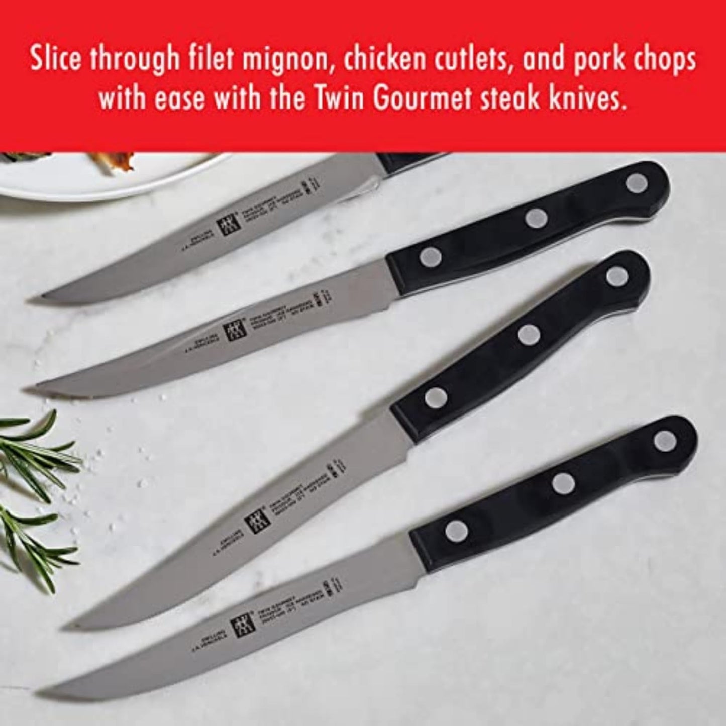 Twin Gourmet Steak Knives Set of 4, Friodur Ice Hardened Blades