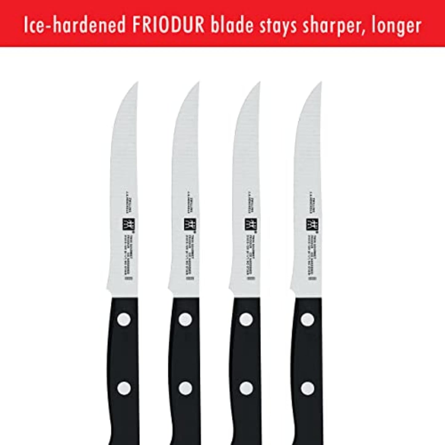 Twin Gourmet Steak Knives Set of 4, Friodur Ice Hardened Blades