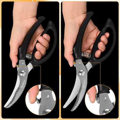 Heavy Duty Poultry Shears Kitchen Shears for Food Kitchen Scissors All Ppurpose Heavy Duty Scissors for Chicken, Meat, Bone, Poultry, Spring Loaded, Dishwasher Safe