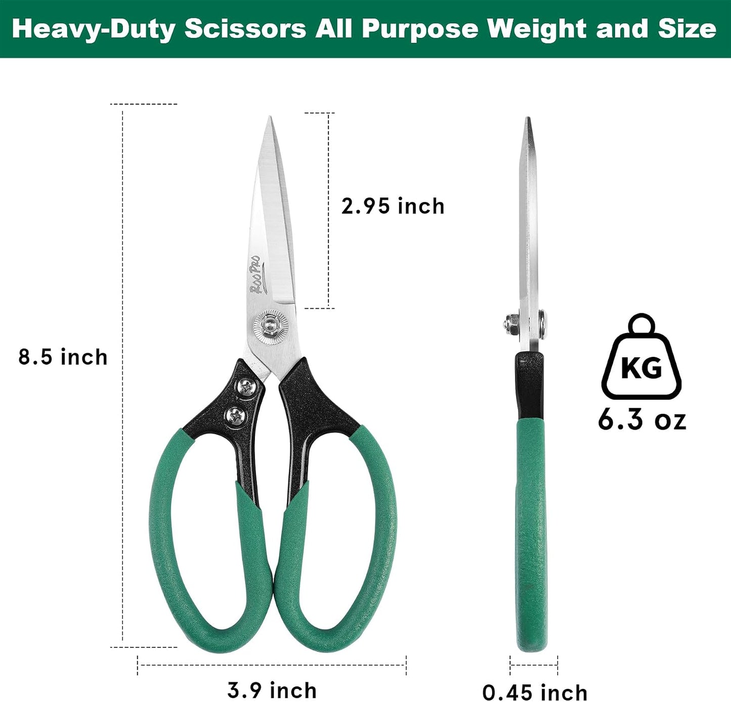 Utility Scissors All Purpose Heavy Duty 8.5 inch Sharp Blades | Stainless Steel,Aluminum Alloy Handle for Cutting Cardboard,Carpet,Fabric,Leather,Rope,Rubber,Plastic and Kitchen or Work Use