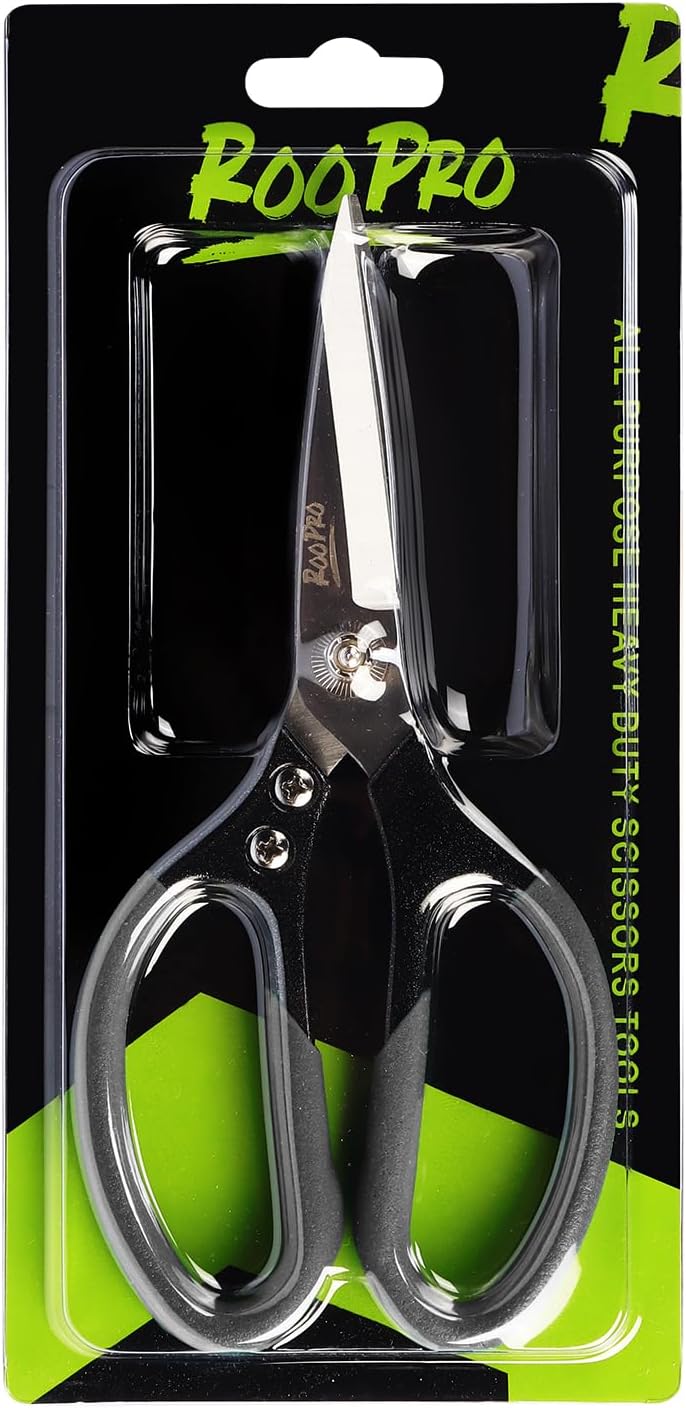 Utility Scissors All Purpose Heavy Duty 8.5 inch Sharp Blades | Stainless Steel,Aluminum Alloy Handle for Cutting Cardboard,Carpet,Fabric,Leather,Rope,Rubber,Plastic and Kitchen or Work Use