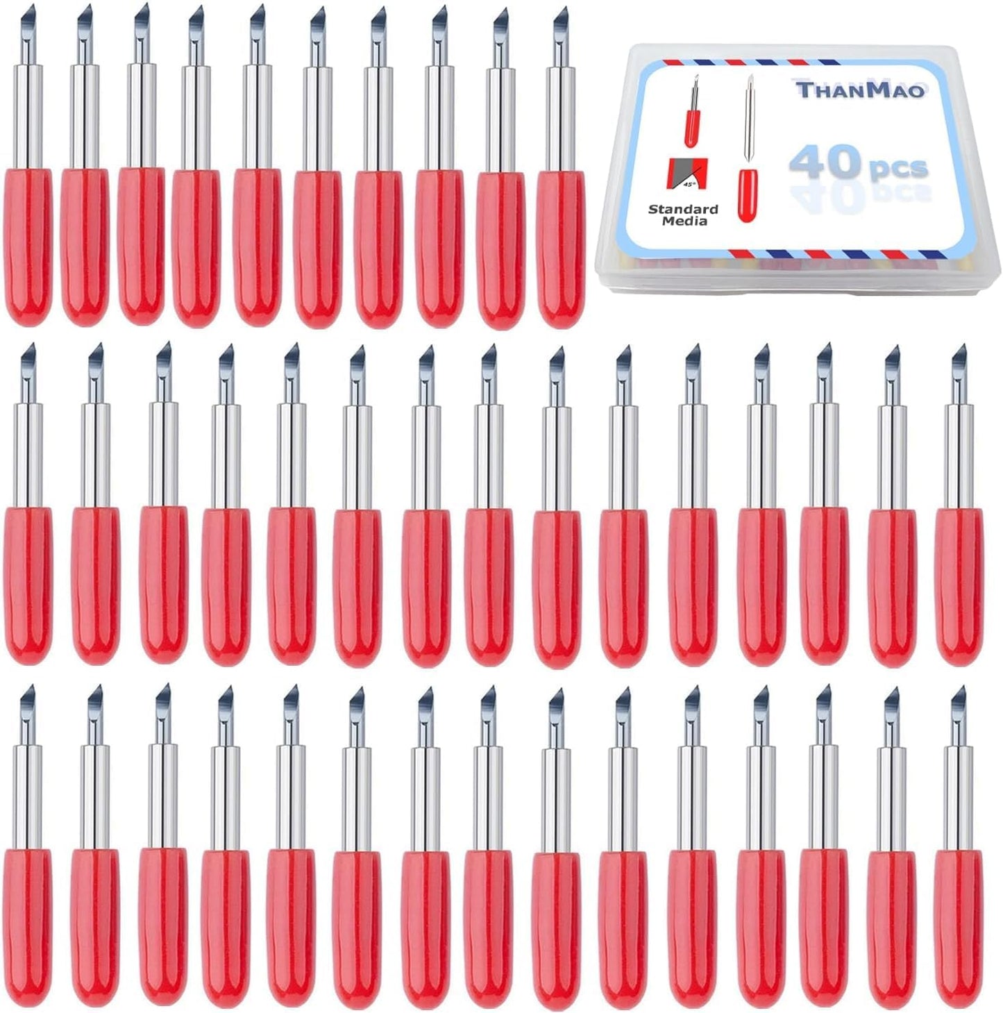 40 Pcs Replacement Blades Compatible with Explore Air 2/Air 3 /Maker/Maker 3/4 Cutting Machines - includ 10PCS Fine-Point Blades, 20PCS Standard Blaeds and 10PCS Deep Cutting Blades