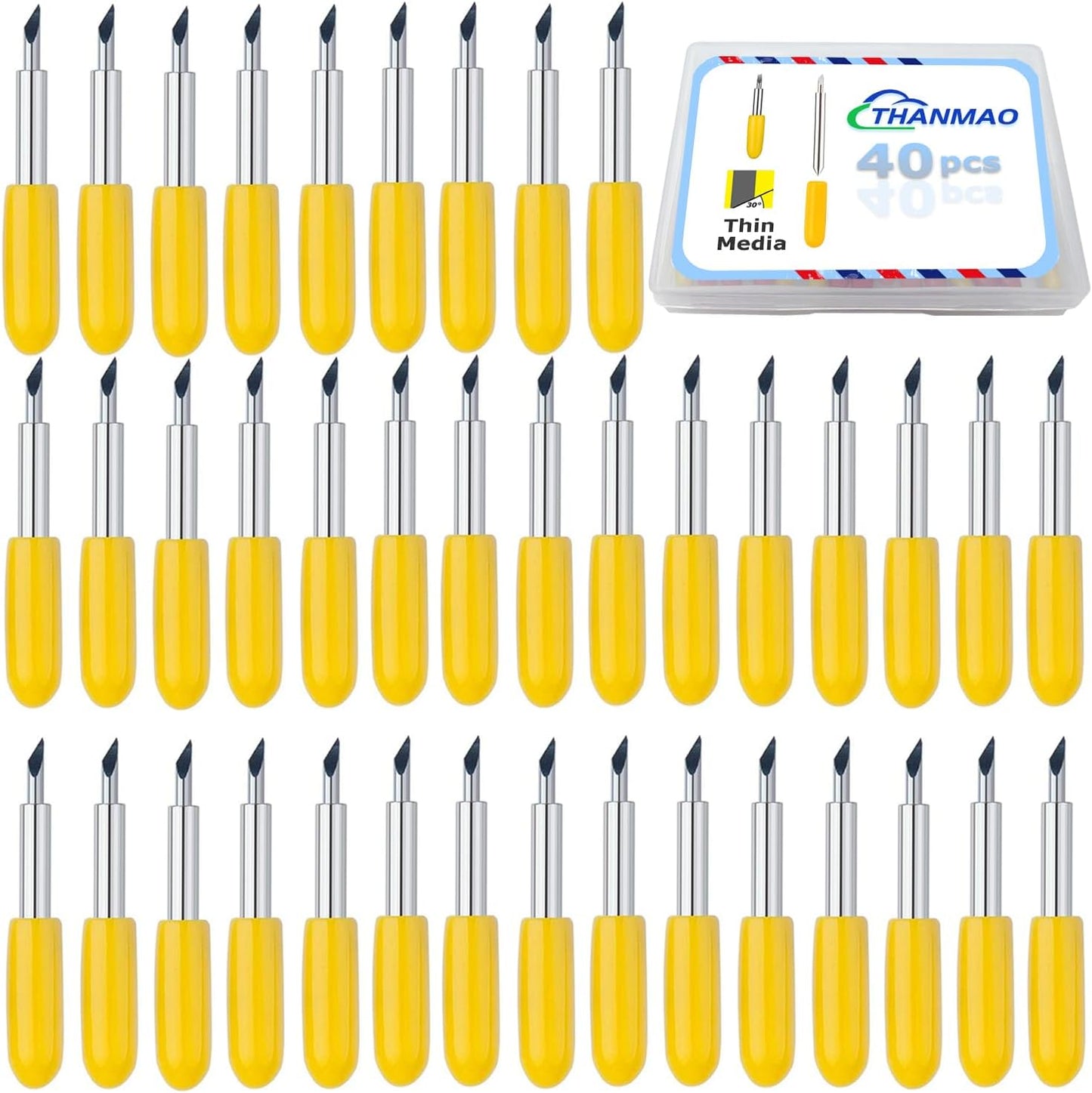 40 Pcs Replacement Blades Compatible with Explore Air 2/Air 3 /Maker/Maker 3/4 Cutting Machines - includ 10PCS Fine-Point Blades, 20PCS Standard Blaeds and 10PCS Deep Cutting Blades