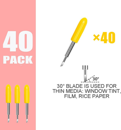 40 Pcs Replacement Blades Compatible with Explore Air 2/Air 3 /Maker/Maker 3/4 Cutting Machines - includ 10PCS Fine-Point Blades, 20PCS Standard Blaeds and 10PCS Deep Cutting Blades