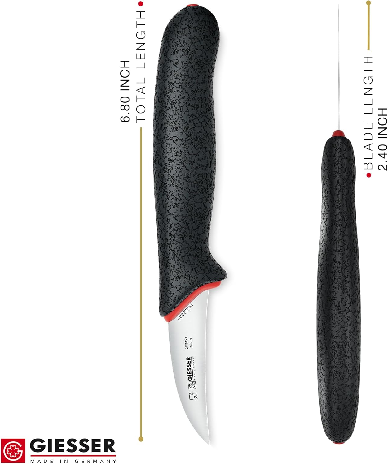 Giesser since 1776, Made in Germany, Santoku 7,5 inch, Ultra Slip Resistant, Dishwashersafe, rustfree, Japanese Chef Knife with small Peeling Knife (1)
