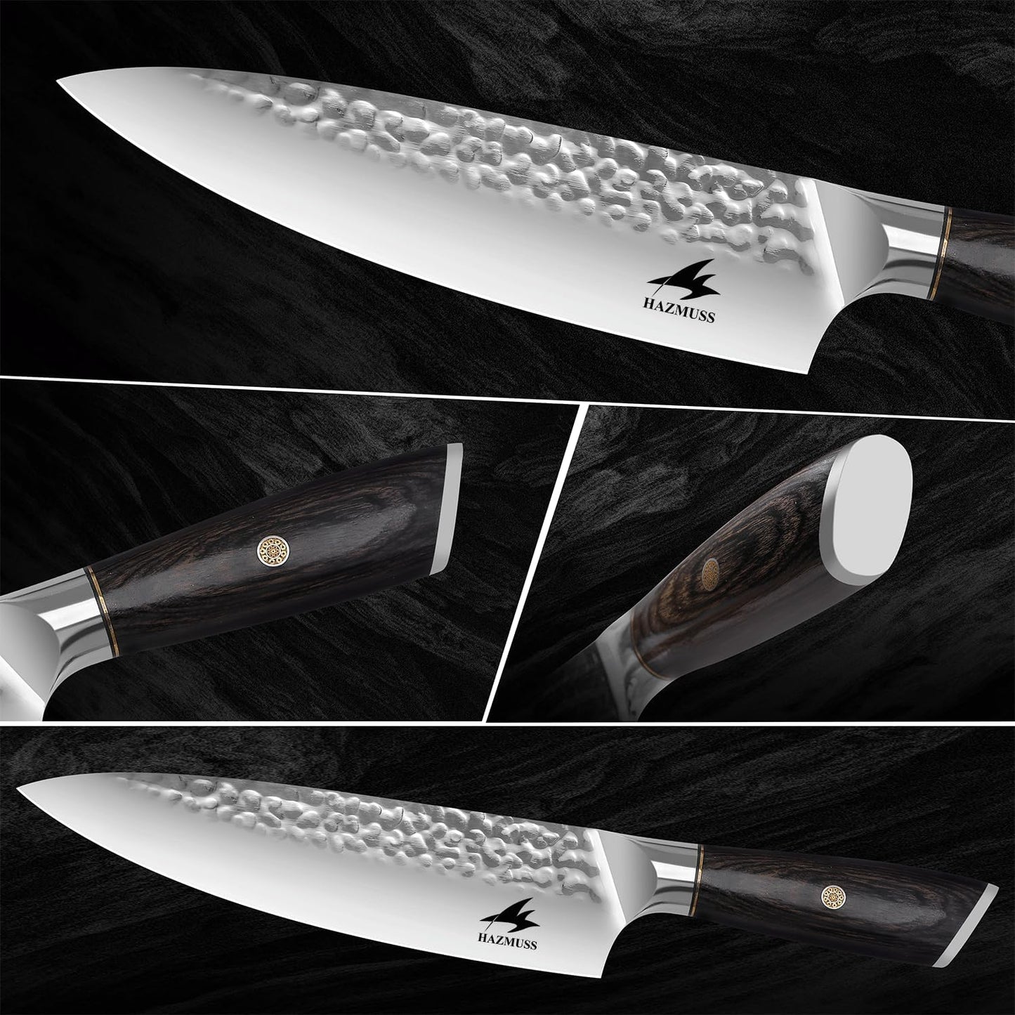 6.4 Inch Japanese Hammered Nakiri Knife, High Carbon Stainless Steel Kitchen Japanese Chef knive, Comfortable Grip Pakkawood Handle for Home and Kitchen