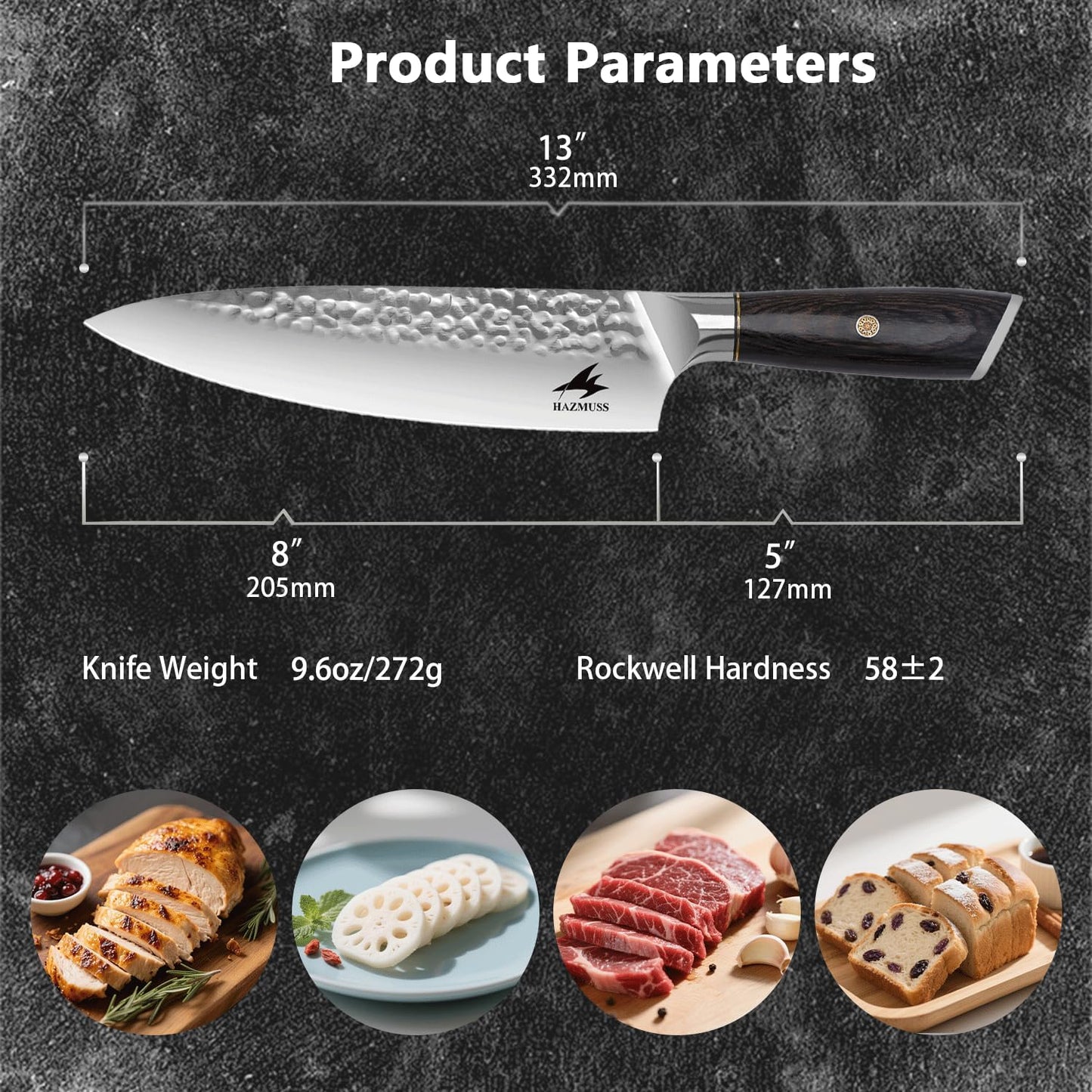 6.4 Inch Japanese Hammered Nakiri Knife, High Carbon Stainless Steel Kitchen Japanese Chef knive, Comfortable Grip Pakkawood Handle for Home and Kitchen