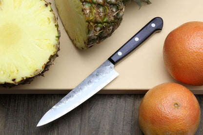 Yoshihiro Stainless Clad Nashiji Ginsan High Carbon Stain Resistant Steel Petty Utility Knife (5.3'' (135mm) & No Saya)