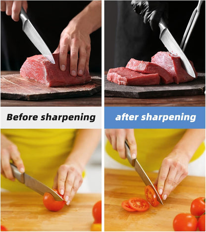 Sharpening Stone Whetstone Set Kitchen Knife Sharpener Stone Wet Stones for Sharping Knives Kit with Non-slip Rubber Base (400/1000+3000/8000)