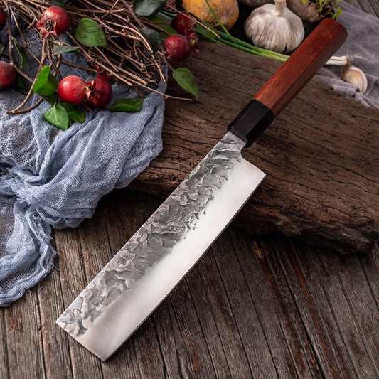 Meat Cleaver,Cleaver Knife, 8 Inch Kiritsuke Knife Octagon Handle Japanese Gyuto Knives Kitchen Chef Pro Sharp Blade Salmon Tool (Color : Nakiri knife)