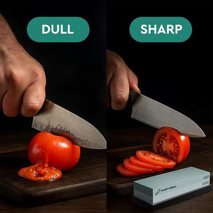 Premium Whetstone Knife Sharpening Stone 2 Side Grit 400/1000 Wetstone Kit -Wetstone Kitchen Knife Sharpener with Flattening Stone & NonSlip Rubber Base