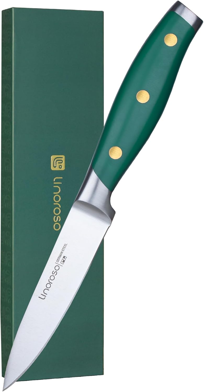 Paring Knife 3.5 inch Small Kitchen Knife with Premium Gift Box, German Carbon Stainless Steel Fruit Knife, Ultra Sharp Knife for Cutting and Peeling, Gifts for Women and Men