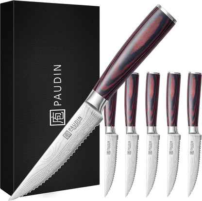 Steak Knives, Steak Knives Set of 6, Serrated Steak Knife 4.5 Inch