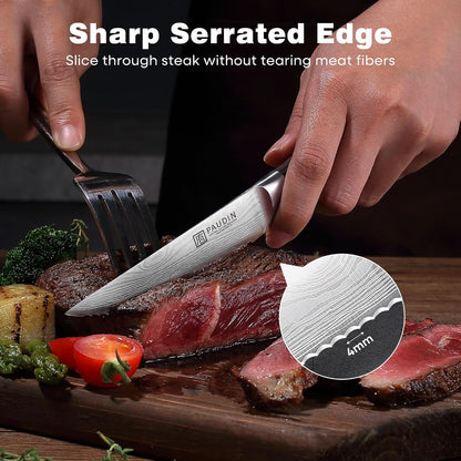 Steak Knives, Steak Knives Set of 6, Serrated Steak Knife 4.5 Inch