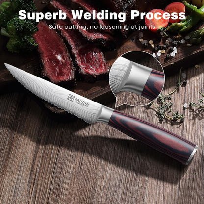 Steak Knives, Steak Knives Set of 6, Serrated Steak Knife 4.5 Inch
