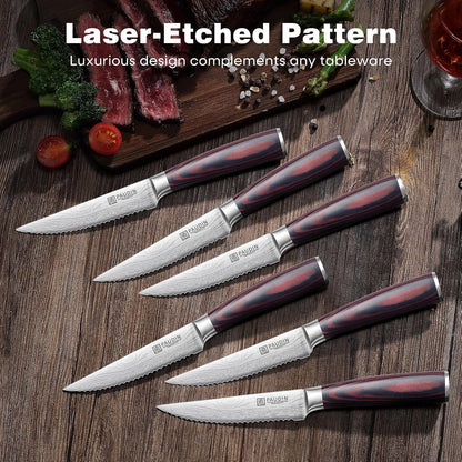 Steak Knives, Steak Knives Set of 6, Serrated Steak Knife 4.5 Inch