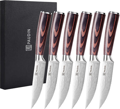 Steak Knives, Steak Knives Set of 6, Serrated Steak Knife 4.5 Inch