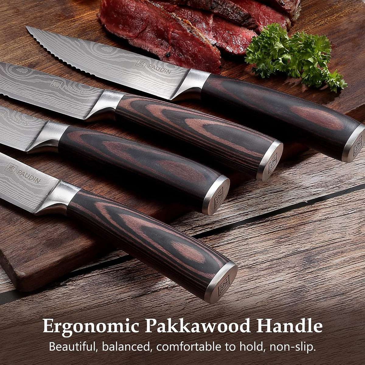 Steak Knives, Steak Knives Set of 6, Serrated Steak Knife 4.5 Inch