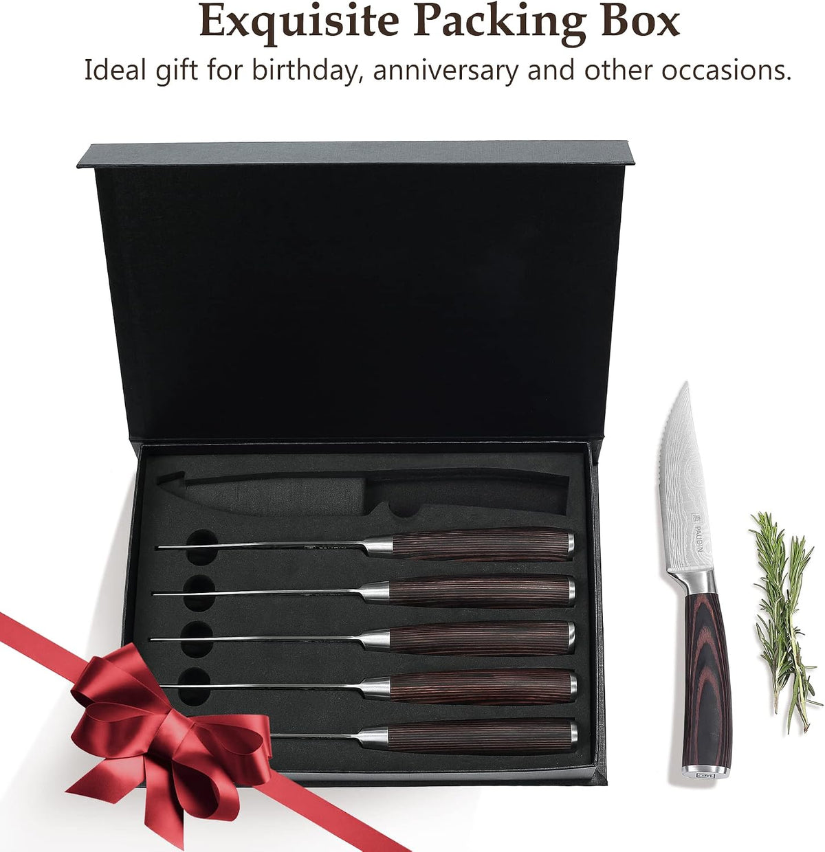 Steak Knives, Steak Knives Set of 6, Serrated Steak Knife 4.5 Inch