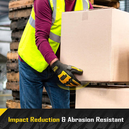 A6 Cut Resistant Anti Vibration Work Gloves Men, TPR Impact Reduce Mittens, Palm Rubber Patch Shock Absorption, S-2XL