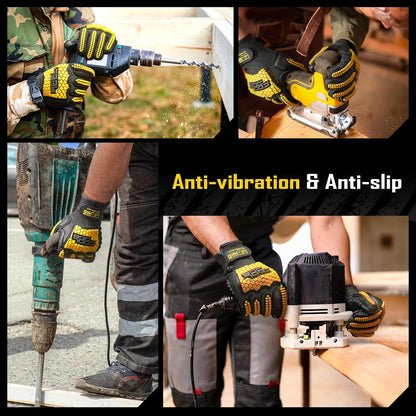 A6 Cut Resistant Anti Vibration Work Gloves Men, TPR Impact Reduce Mittens, Palm Rubber Patch Shock Absorption, S-2XL