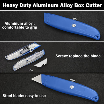 20 Pcs Box Cutter Bulk Retractable Utility Knife Heavy Duty Aluminum Alloy Razor Knife for Cardboard Box Carton Opener for DIY, Factory, Home Office(Red, Yellow, Blue, Green)