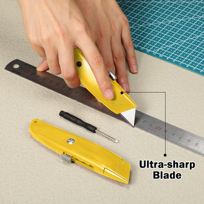 20 Pcs Box Cutter Bulk Retractable Utility Knife Heavy Duty Aluminum Alloy Razor Knife for Cardboard Box Carton Opener for DIY, Factory, Home Office(Red, Yellow, Blue, Green)
