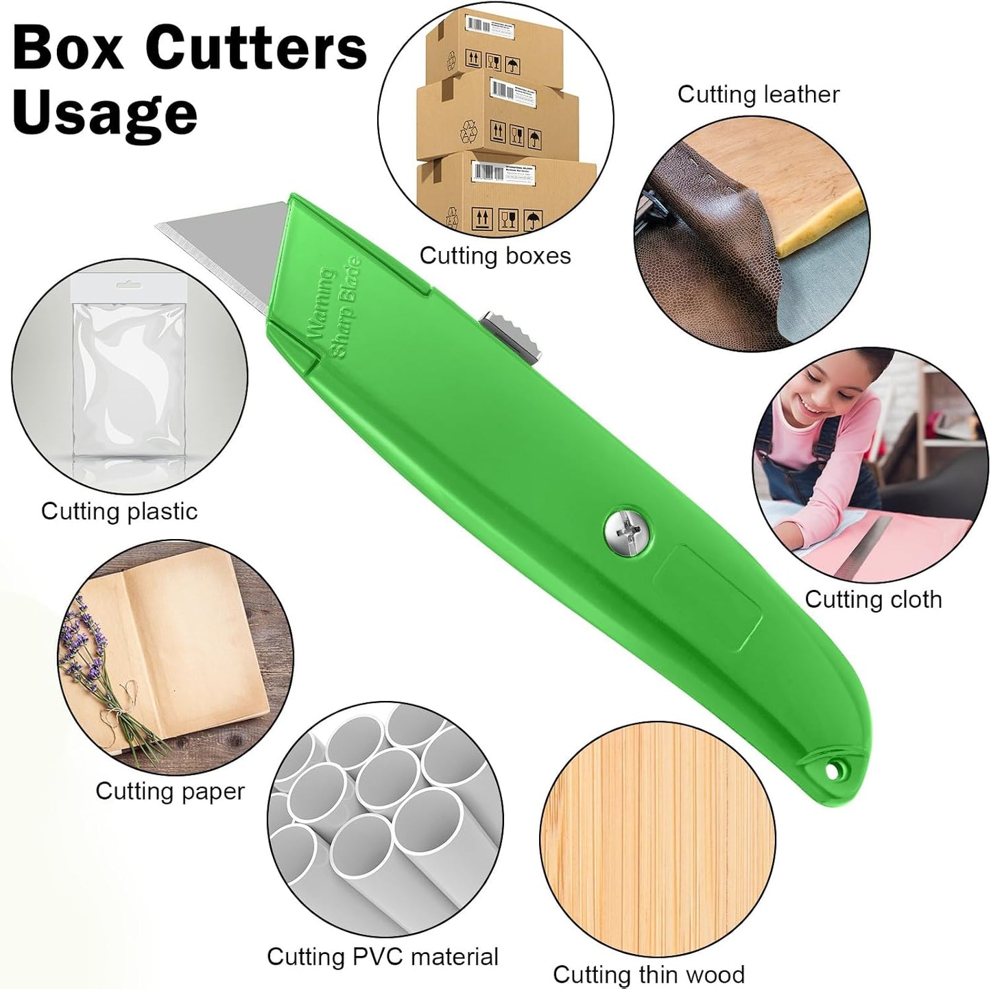 20 Pcs Box Cutter Bulk Retractable Utility Knife Heavy Duty Aluminum Alloy Razor Knife for Cardboard Box Carton Opener for DIY, Factory, Home Office(Red, Yellow, Blue, Green)