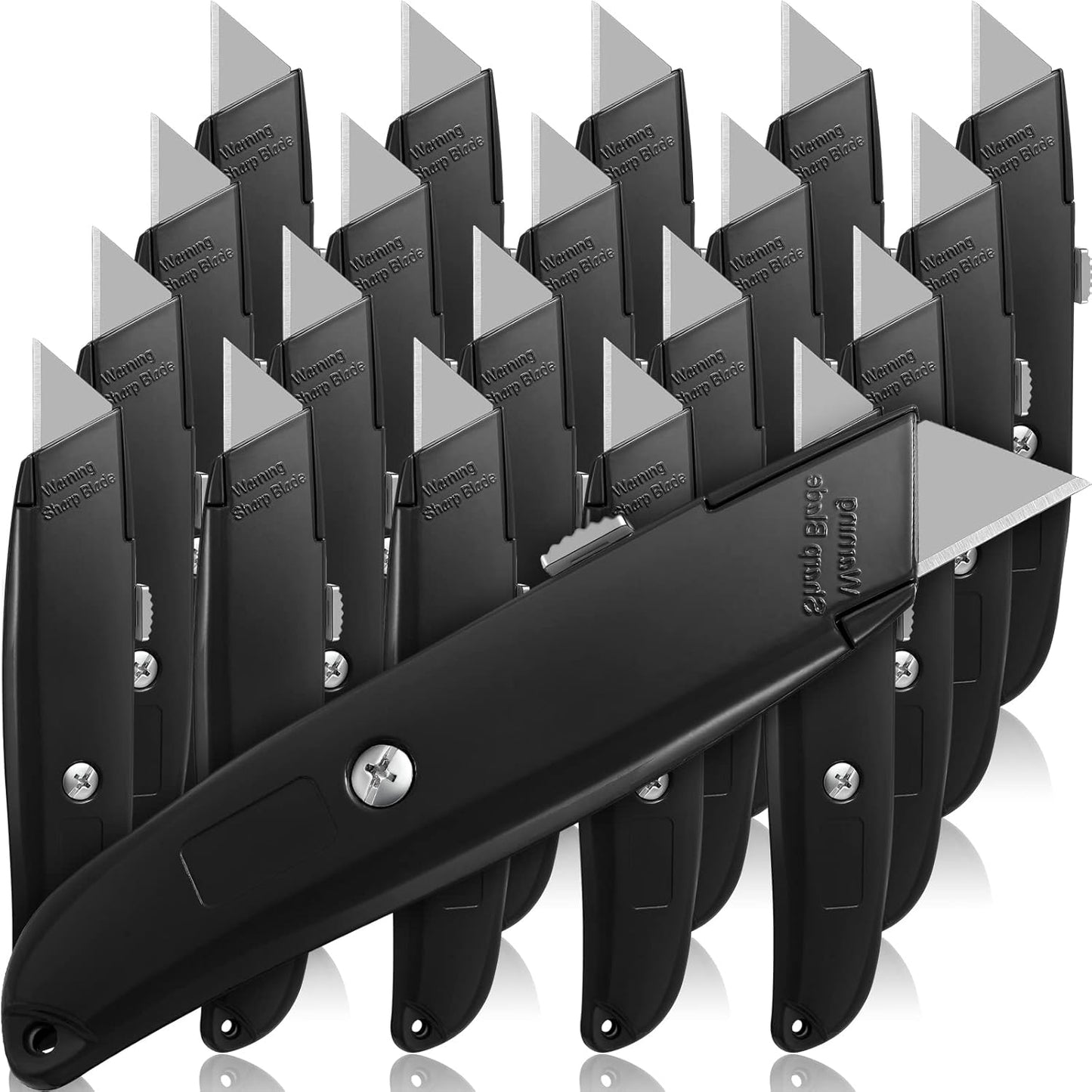 20 Pcs Box Cutter Bulk Retractable Utility Knife Heavy Duty Aluminum Alloy Razor Knife for Cardboard Box Carton Opener for DIY, Factory, Home Office(Red, Yellow, Blue, Green)