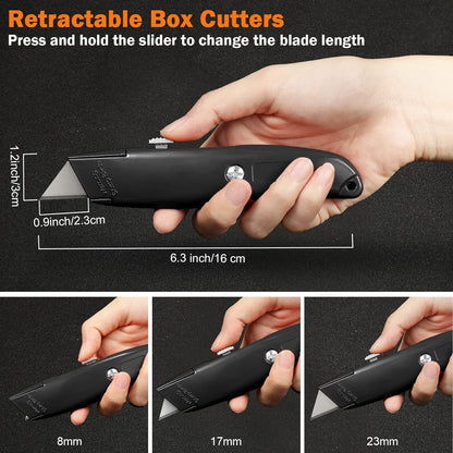 20 Pcs Box Cutter Bulk Retractable Utility Knife Heavy Duty Aluminum Alloy Razor Knife for Cardboard Box Carton Opener for DIY, Factory, Home Office(Red, Yellow, Blue, Green)