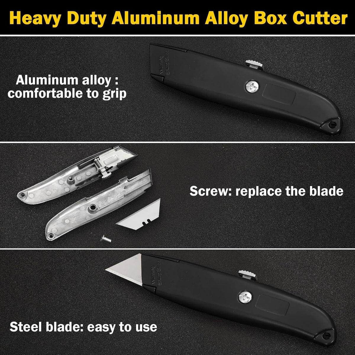 20 Pcs Box Cutter Bulk Retractable Utility Knife Heavy Duty Aluminum Alloy Razor Knife for Cardboard Box Carton Opener for DIY, Factory, Home Office(Red, Yellow, Blue, Green)